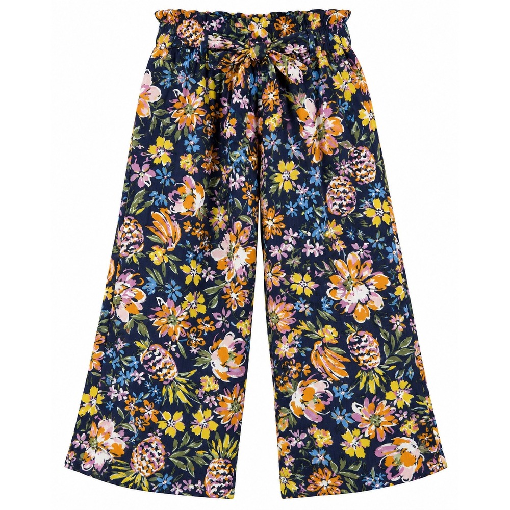 Crown & Ivy Kids Floral Pineapple Tropical Resort Boho Wide Leg Pants Girls S